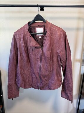 Maurices Women's Wine Faux Leather Moto Jacket